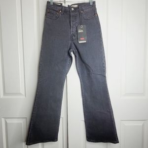 LEVI'S Ribcage Bootcut Jeans In Washed Black